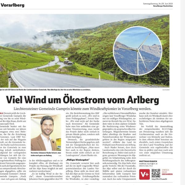 Viel Wind um Ökostrom vom Arlberg