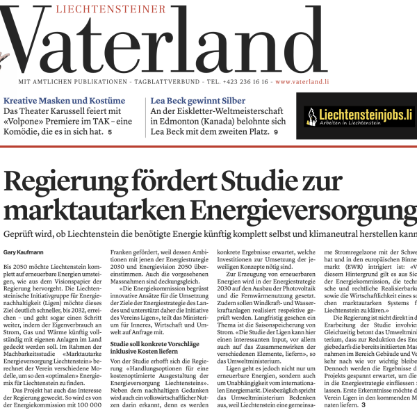 Regierung fördert Studie zur marktautarken Energieversorgung