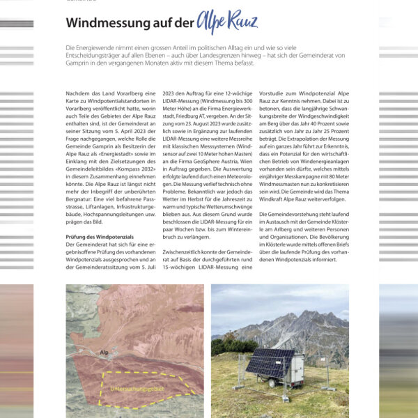 Windmessung auf der Alpe Rauz